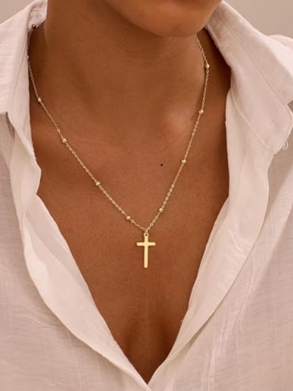 The Lia14K Gold Plated Cross Necklace for Women